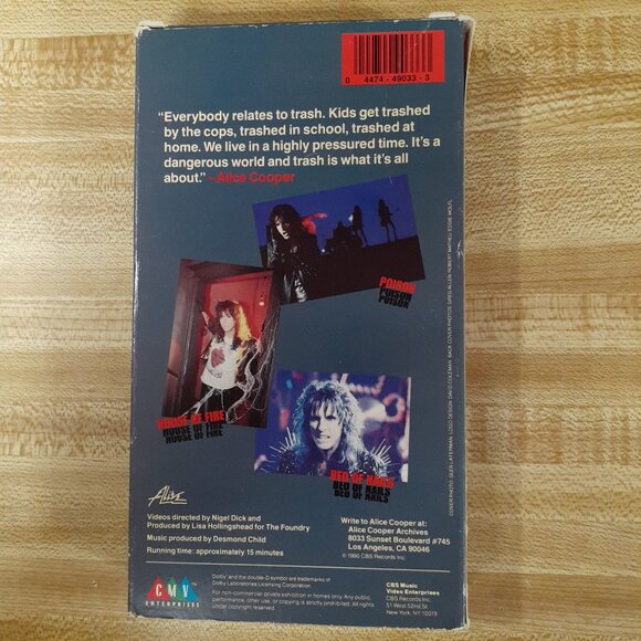 Alice Cooper Video Trash 1990 VHS CMV Poison Bed of Nails VTG 90s Music Vids - Picture 3 of 9
